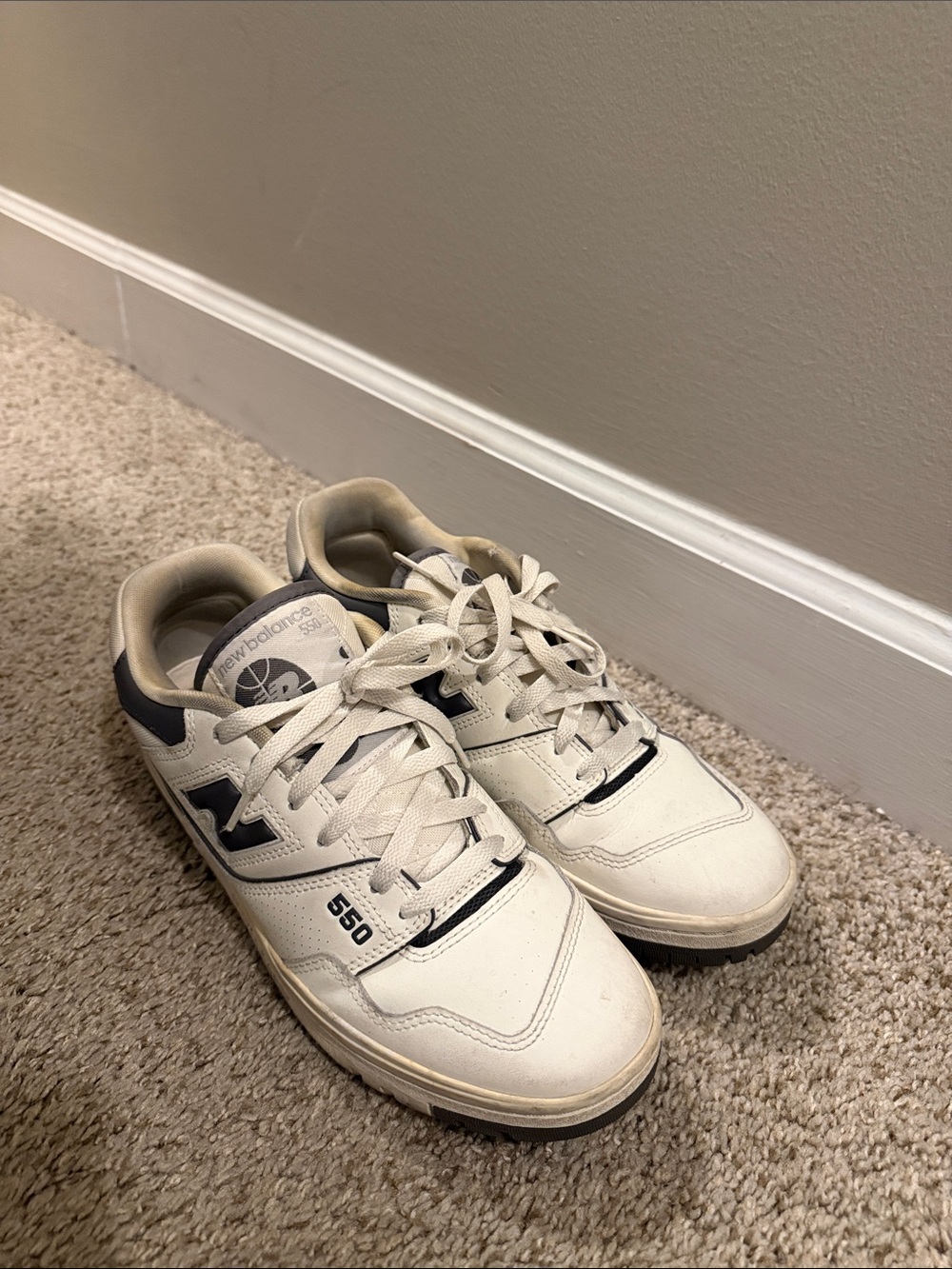 New Balance 550 Cream/Black Retro Sneakers